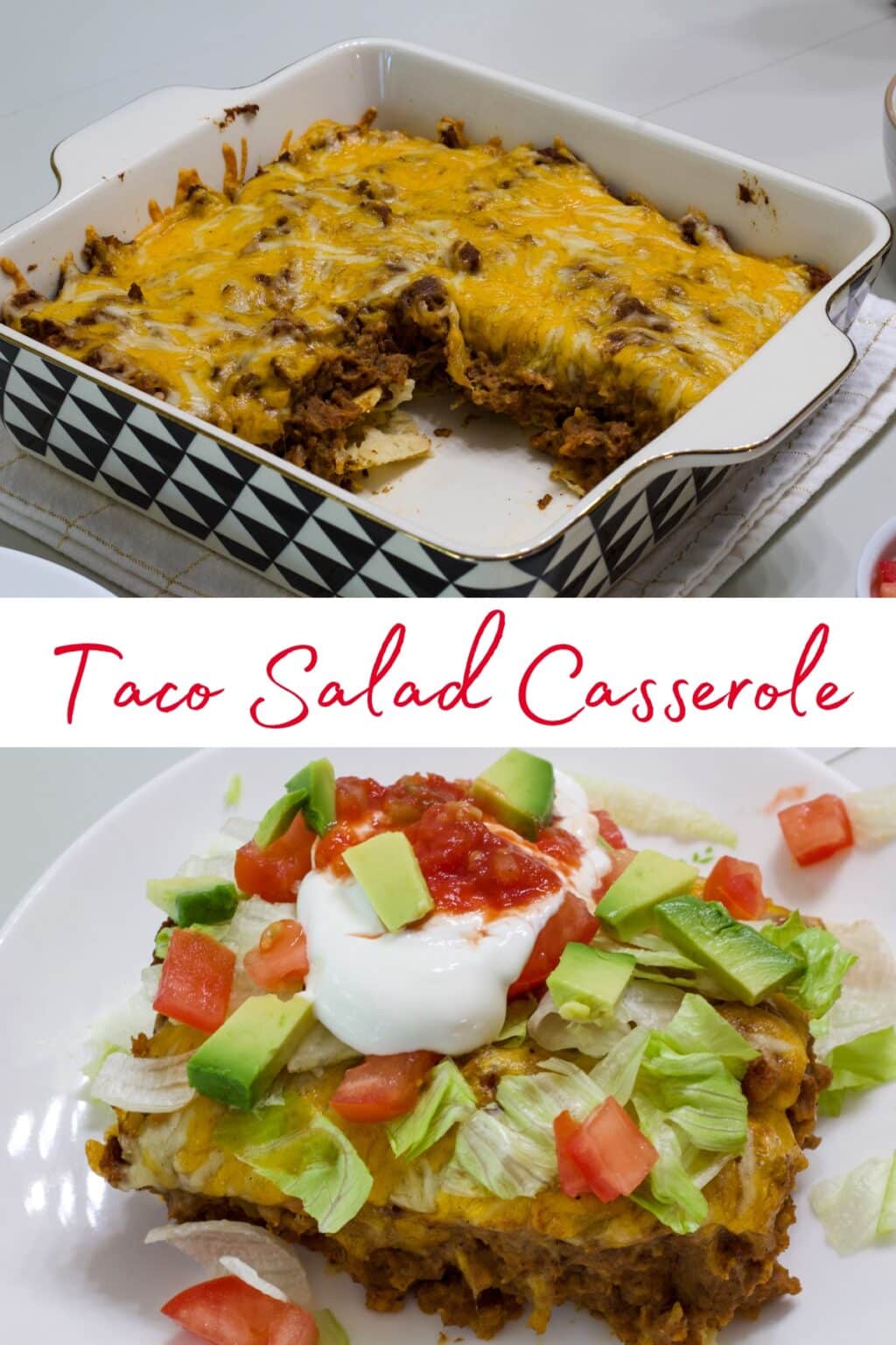 Easy Taco Salad Casserole Recipe with Beef & Beans - Mindy's Cooking ...